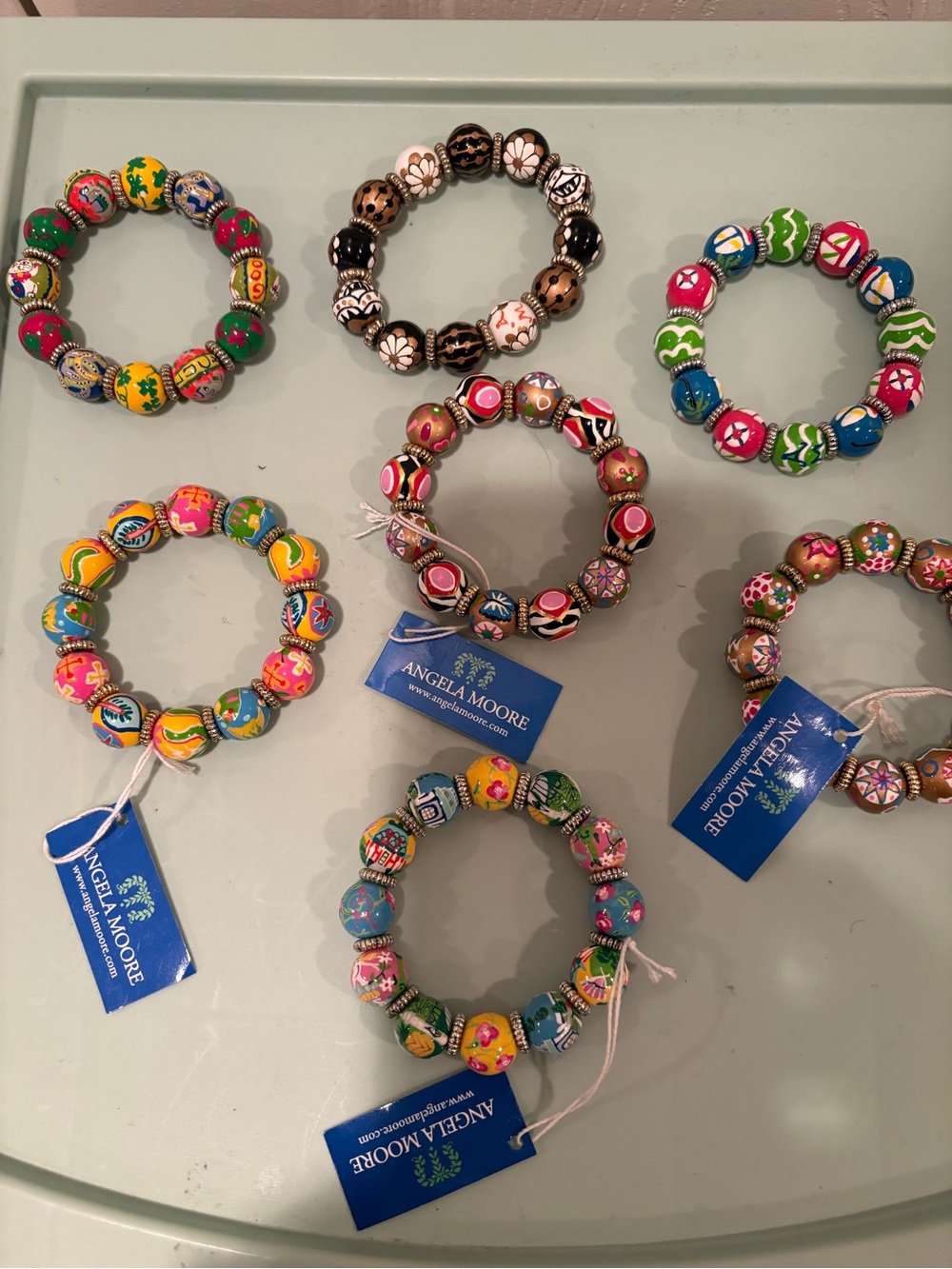 Angela Moore Women’s Multicolor Beaded (large beads) Stretch Bracelet